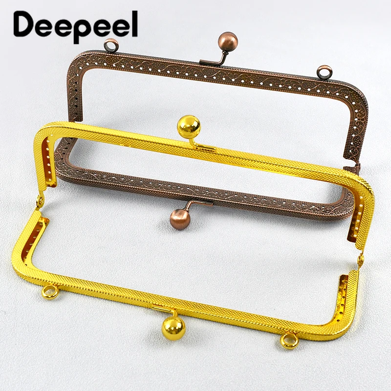 1Pc Deepeel 20cm Embossed Metal Purse Frame Bags Handle Handbag Strap Chain DIY Sewing Brackets Wallet Kiss Clasp Accessories