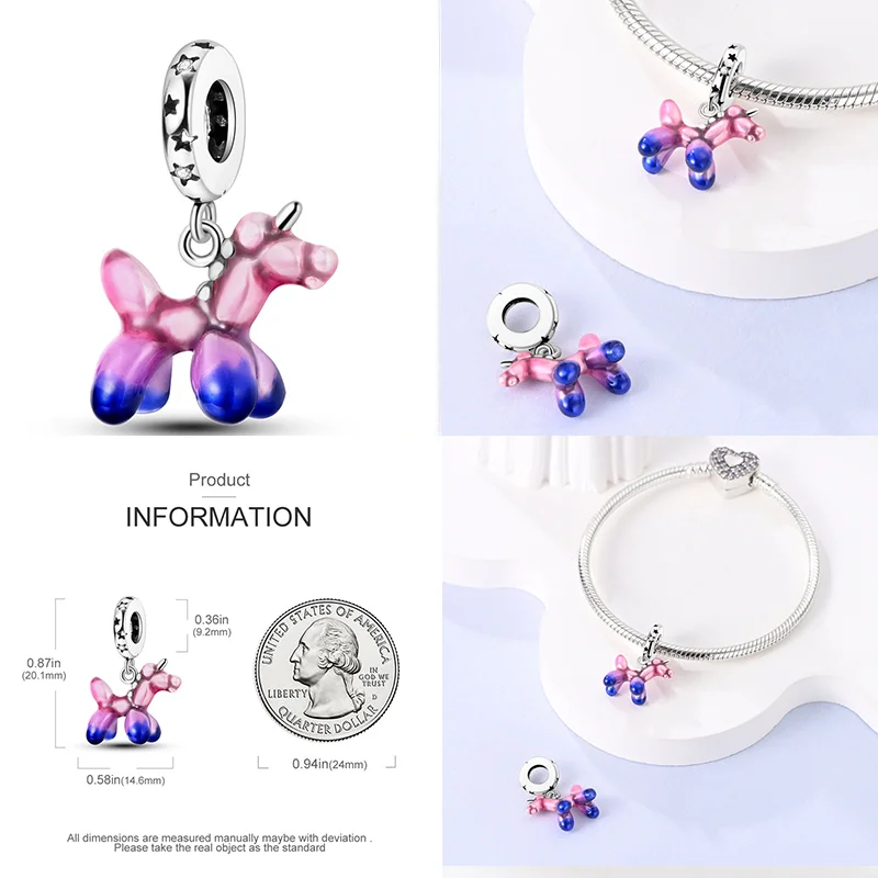 925 Sterling Silver Purple Butterfly Cute Bear Series Charm Beads For Pandora Original Bracelet DIY Women Jewelry Gift