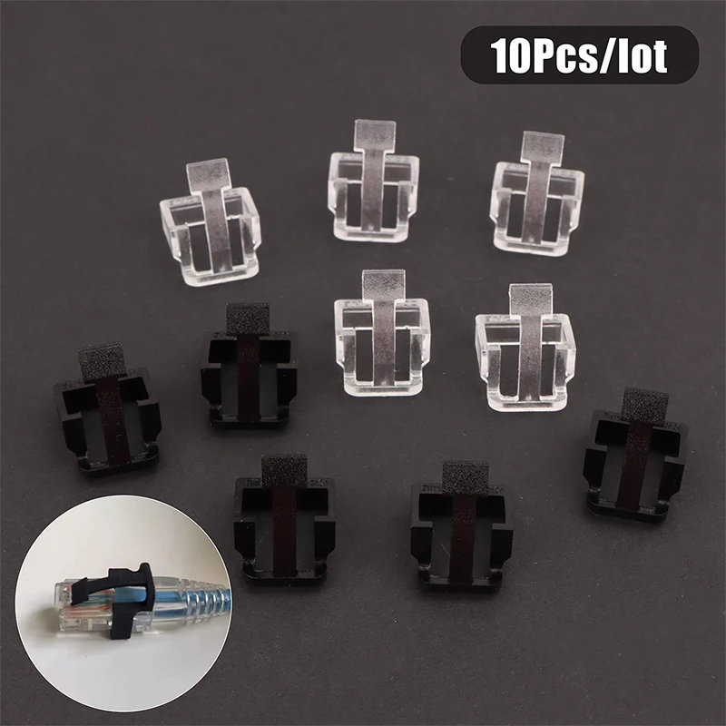 Plastic RJ45 Plug Protective Cover Latch - 10Pcs/set Replaceable Crystal Head Buckle For Network Cable Repair Parts