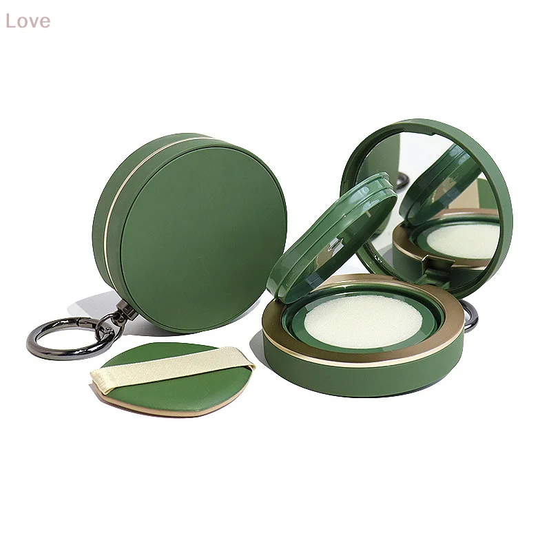 [L&P] صندوق نفخة وسادة هوائية فارغة مع سلسلة مفاتيح إسفنجة لمسحوق مرآة محمولة حاوية مستحضرات التجميل لكريم Bb