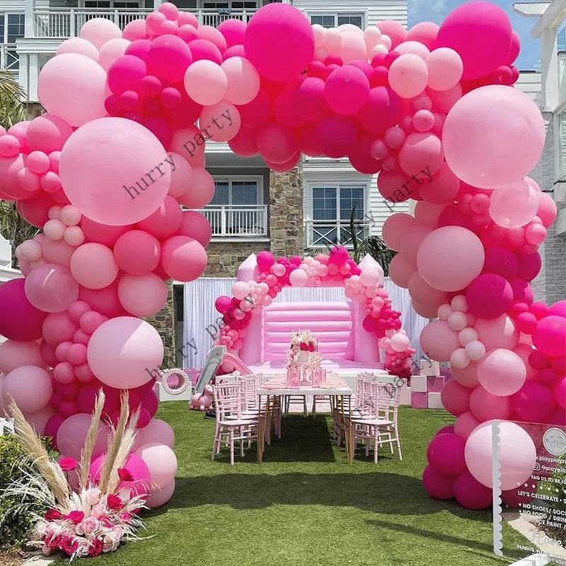 

202Pcs Birthday Party Balloon Decoration Garland Rose Red Pastel Balls Baby Shower Girl Wedding Party Decor Supplies