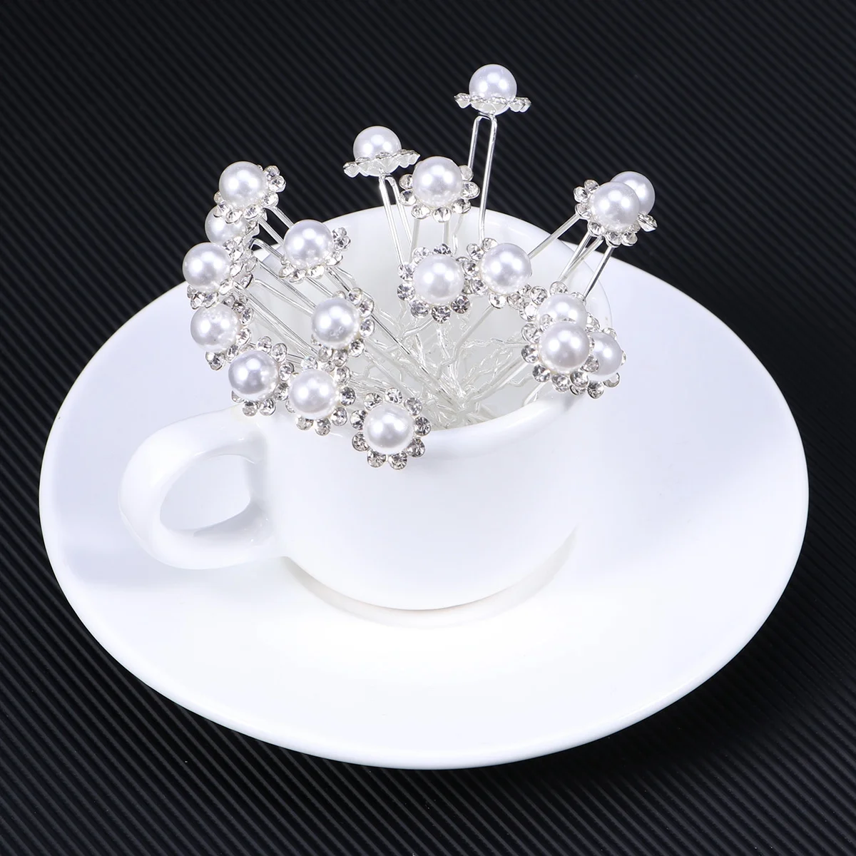 20 قطعة دبوس شعر لؤلؤ كريستالي على شكل حرف U مشابك شعر من حجر الراين للنساء إكسسوارات شعر أنيقة باللون الفضي والأبيض #4