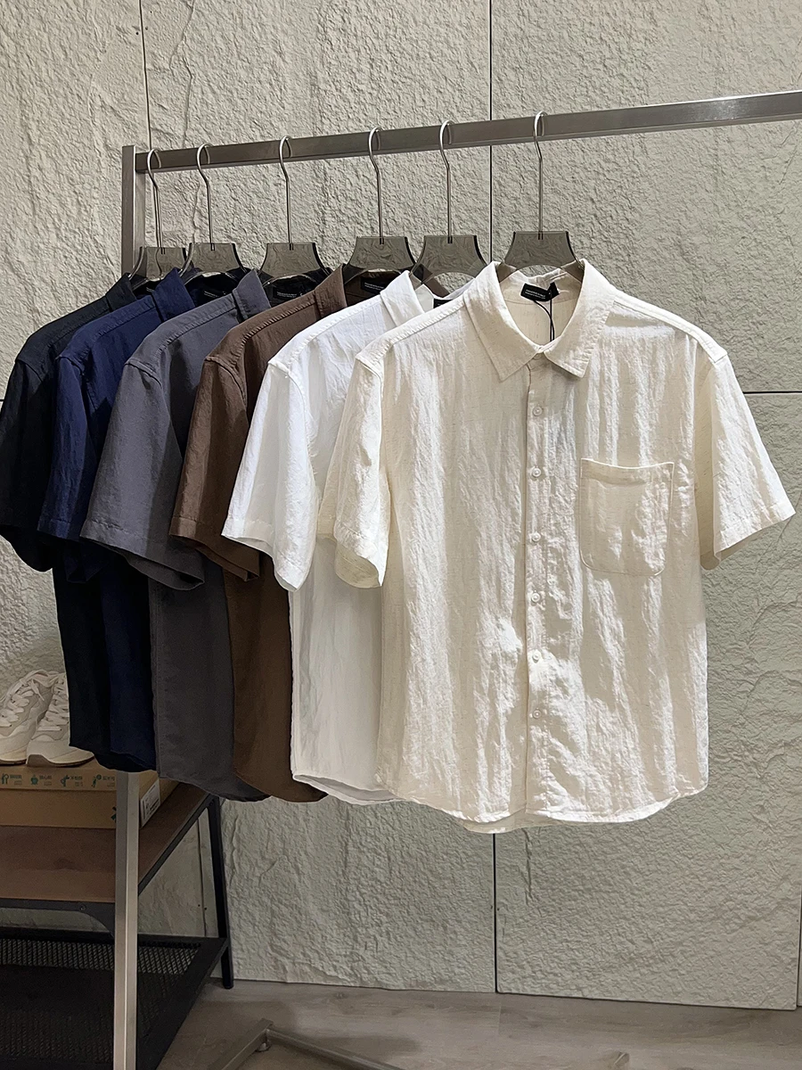

Loose Fit Men's Linen Shirt Comfortable Breathable Casual Short Sleeve Spring Summer Fashion Lightweight Classic Collar Top