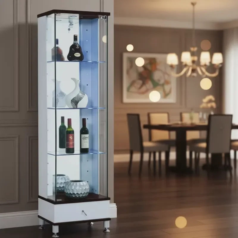 Modern Wooden Bar Cabinet Large Capacity Eco Friendly Beverage Storage Unit for Living Room Home Furniture