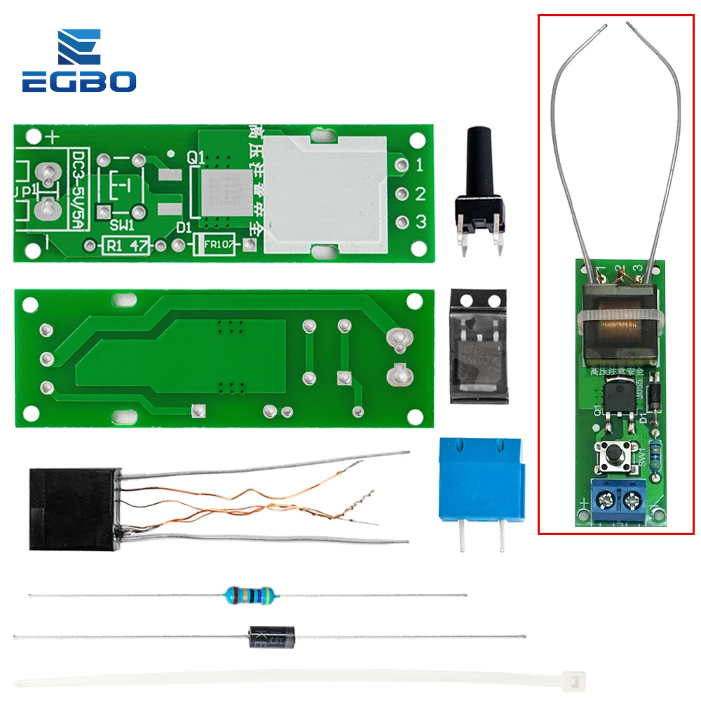 1 ~ 5 قطعة HV-1 مولد الجهد العالي قوس الإشعال لتقوم بها بنفسك عدة قوس مولد قوس السجائر الشاعل وحدة الجهد العالي تيار مستمر 3-5 فولت أخف