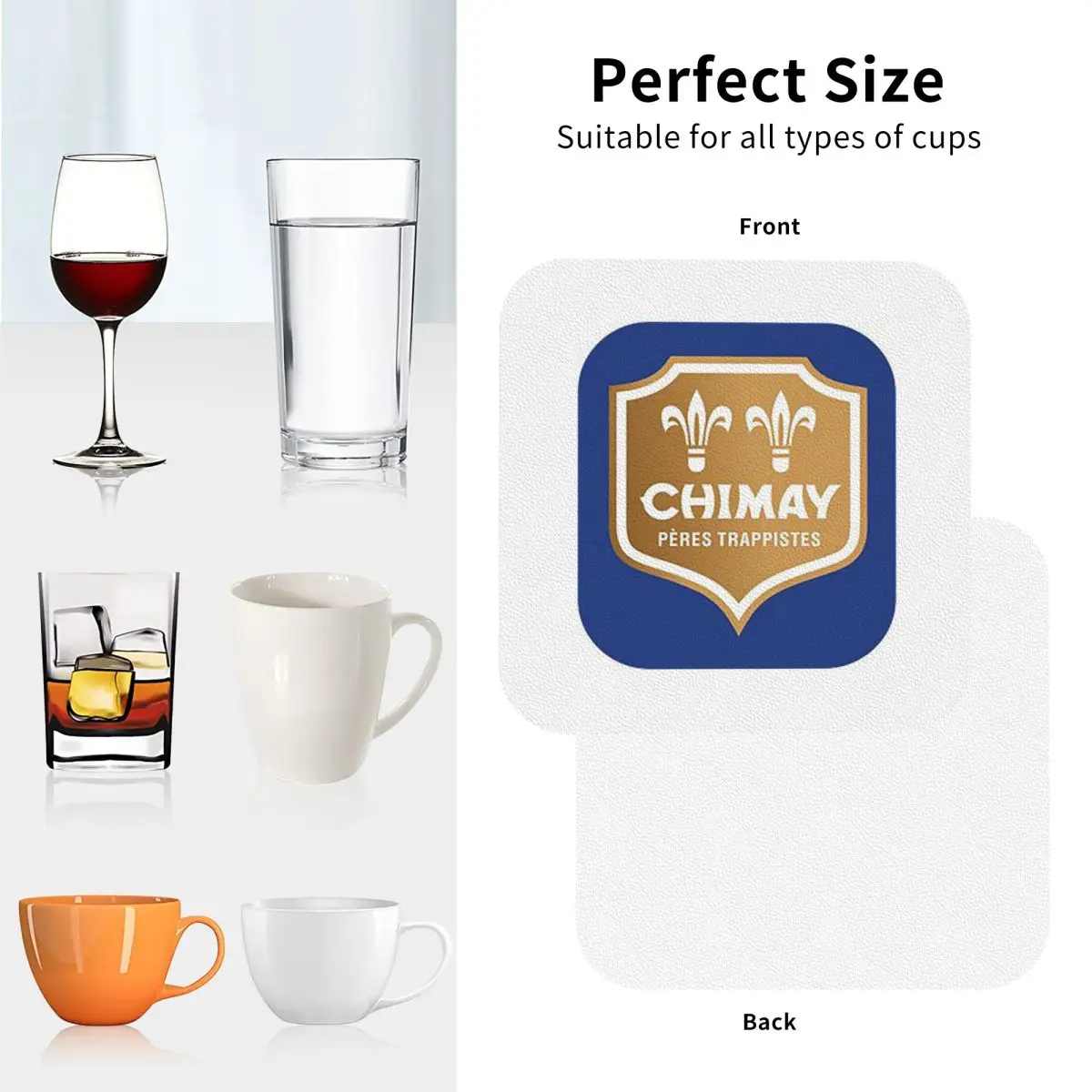 Chimay Logo Coasters PVC Leather Placemats Waterproof Coffee Mats for Home Kitchen Dining Pads Set of 6 - view 4