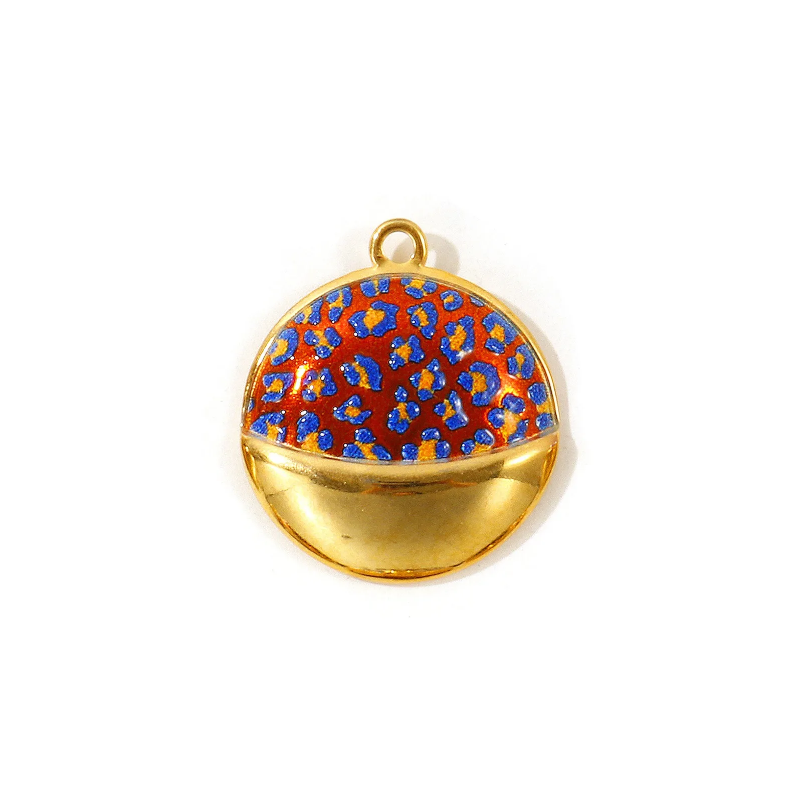 2 Stück Runde Anhänger mit Leopardenmuster, 18K vergoldet, aus 304 Edelstahl, für DIY-Halsketten und Schmuckherstellung, 25x22mm – Detail 1
