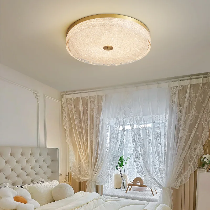 Luxury modern minimalist Nordic master bedroom home living room dining room circular study all copper LED ceiling light