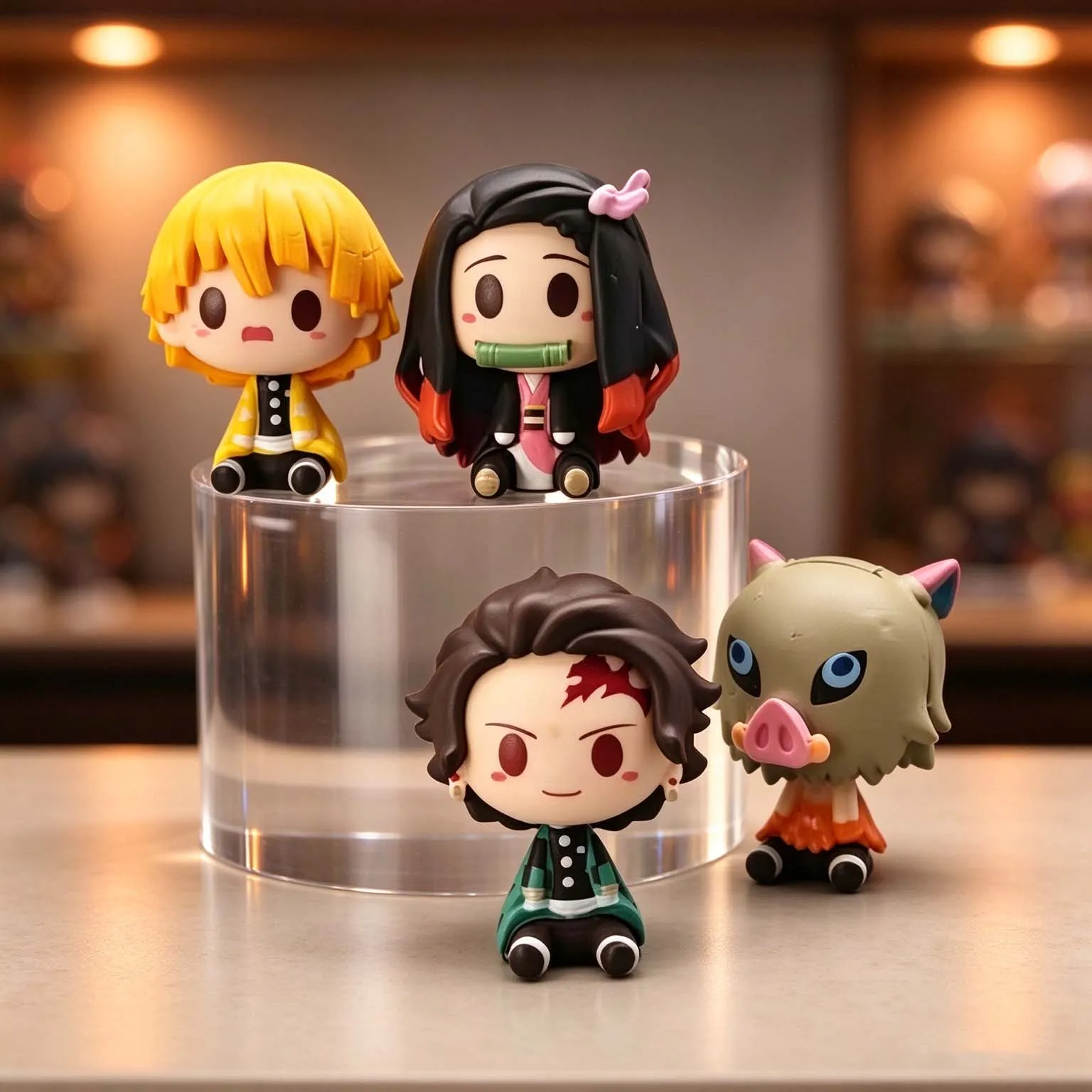 4Pcs/Set Demon Slayer Kamado Tanjirou Nezuko Agatsuma Zenitsu Action Figure Cute Anime Model PVC Statue Collectible Toys Gifts