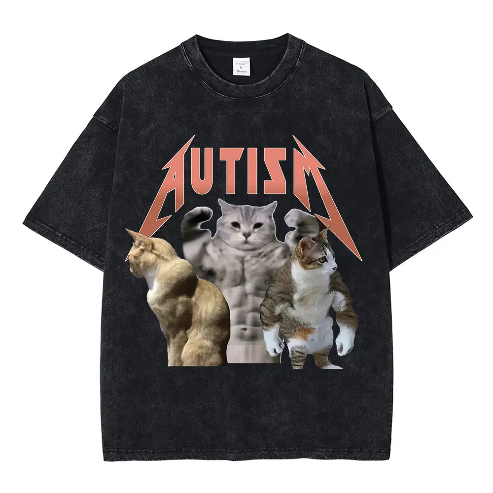 توقف عن الحديث ابدأ Mewing خمر غسلها تي شيرت مضحك لطيف القط ميمي الجرافيك تي شيرت ملابس عصرية للجنسين تي شيرت المتضخم