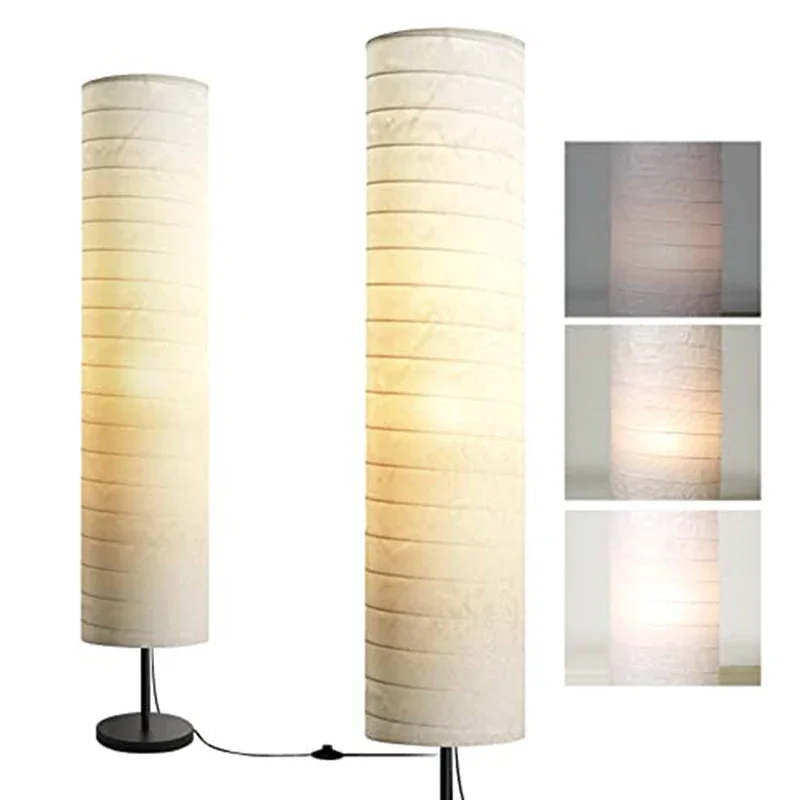 Indoor Floor Lamp Simple Portable Bedside Lamp Modern Standing Light Paper Lampshade Floor Lamps Protect Eye Bedroom Decor