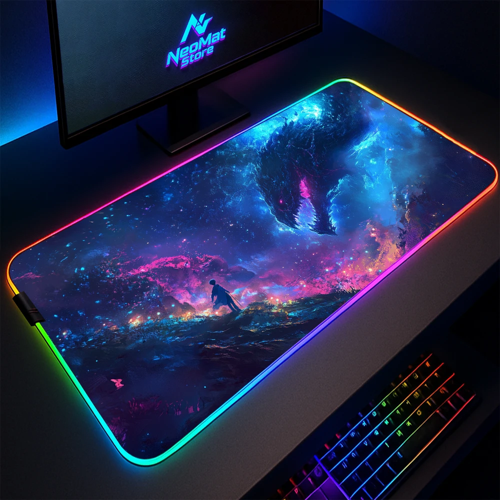 

Led Mouse Pad Rgb Anime Gaming Rug 1000x500mm Black Mouse Pads Glow Table Pads Computer Mat Backlight Desktop Accessories Gamer