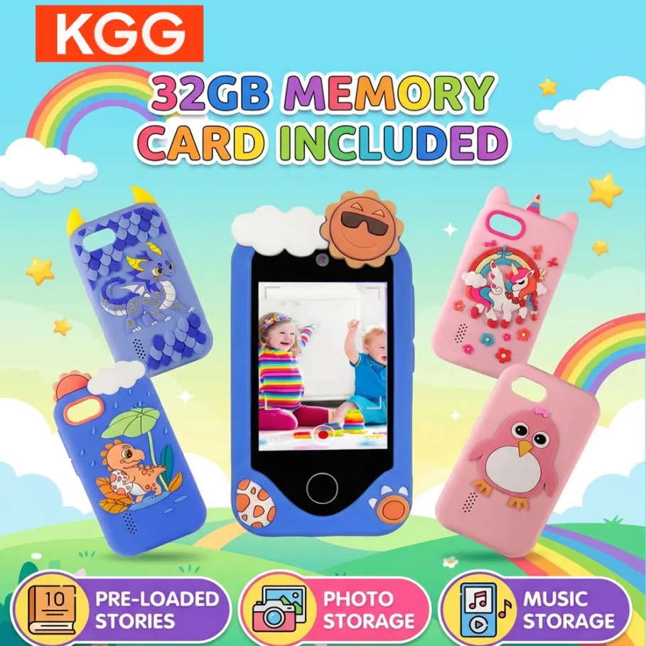 

Детский обучающий телефон для девочек и мальчиков, 2,8-дюймовый сенсорный экран, двойная камера, игры, видеоплеер с SD-картой 32 ГБ, подарок на Рождество и день рождения