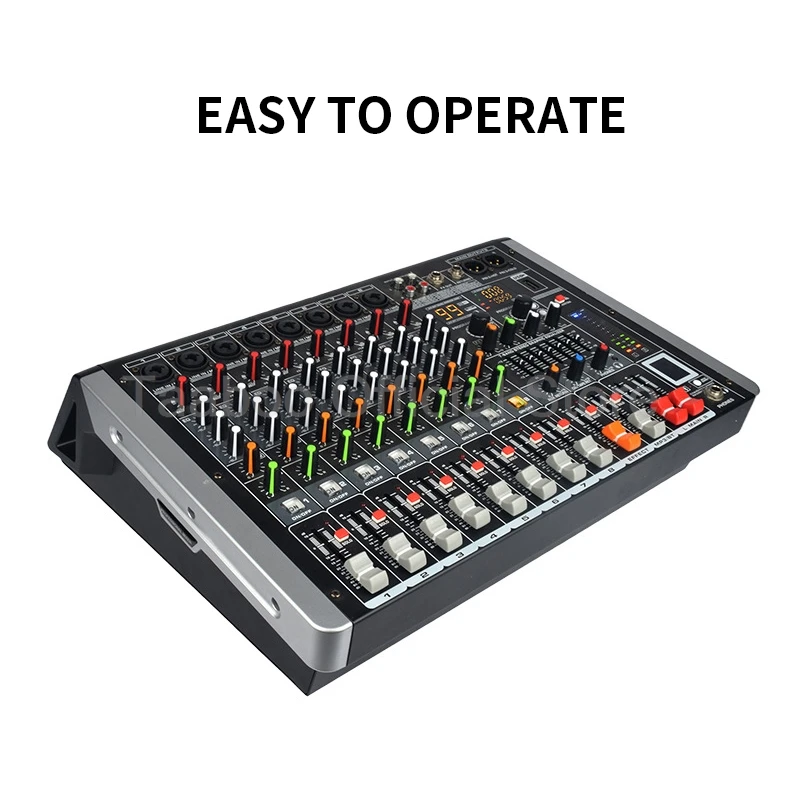 8 Channel Sound Audio Mixer Professional Dj Digital Console with Power Amplifier Bluetooth USB Integrated Mixer for Bar KTV Show