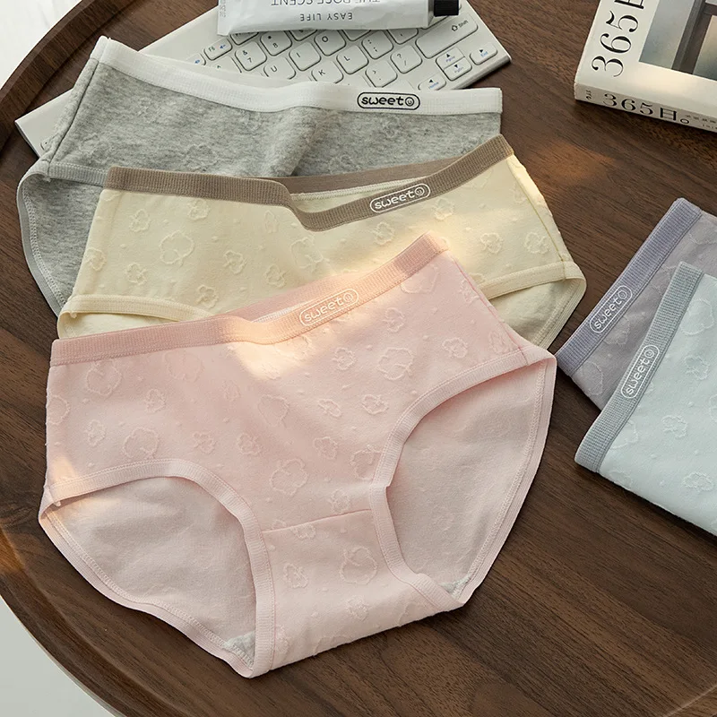 M-XL damskie bawełniane majtki seksowne koronkowe majtki dziewczęce średnio wysoka talia bezszwowe majtki komfortowe moda jednolity kolor kalesony bielizna