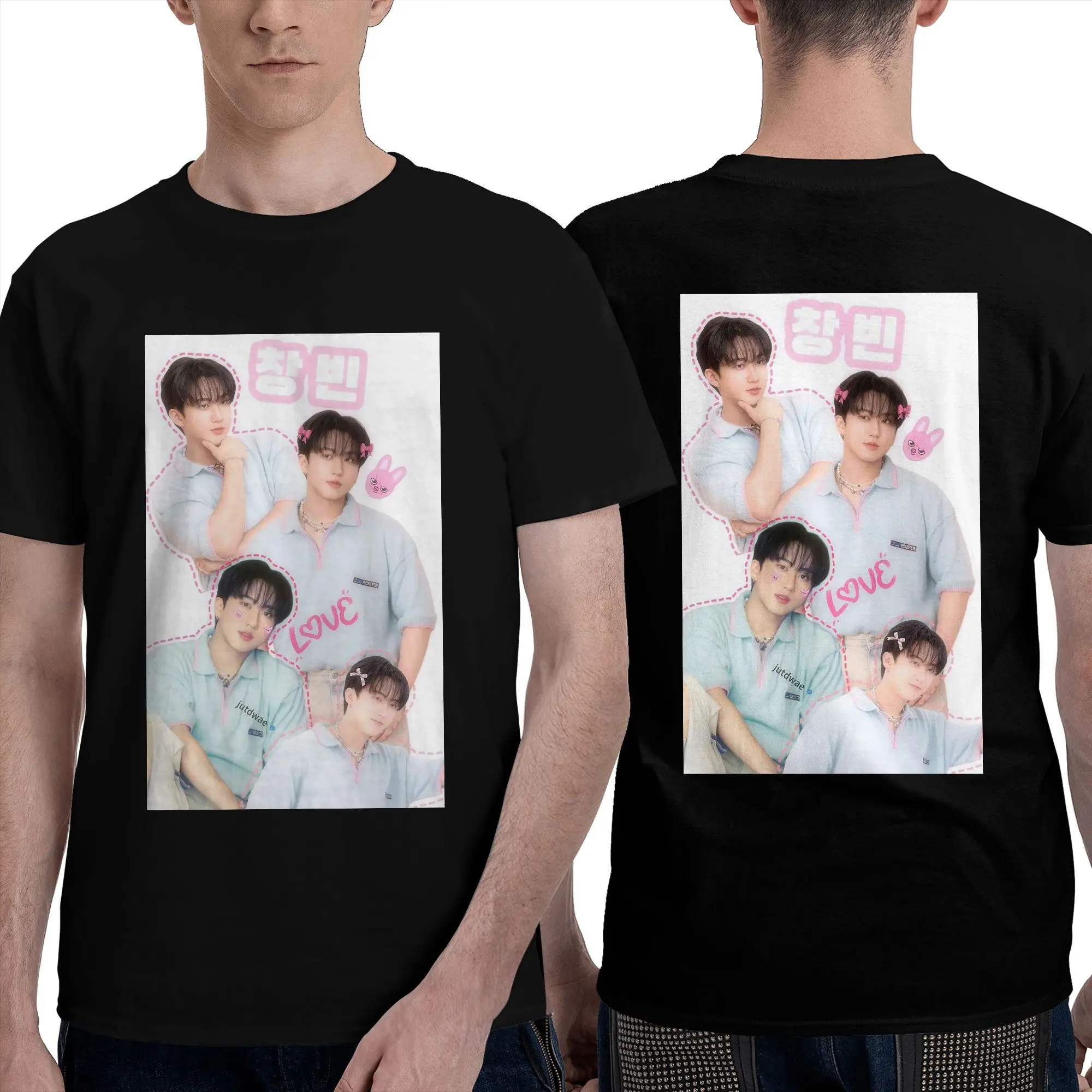 Новая мужская футболка Seo Changbin, двусторонняя, оверсайз, с круглым вырезом, хлопковая, короткая, летняя