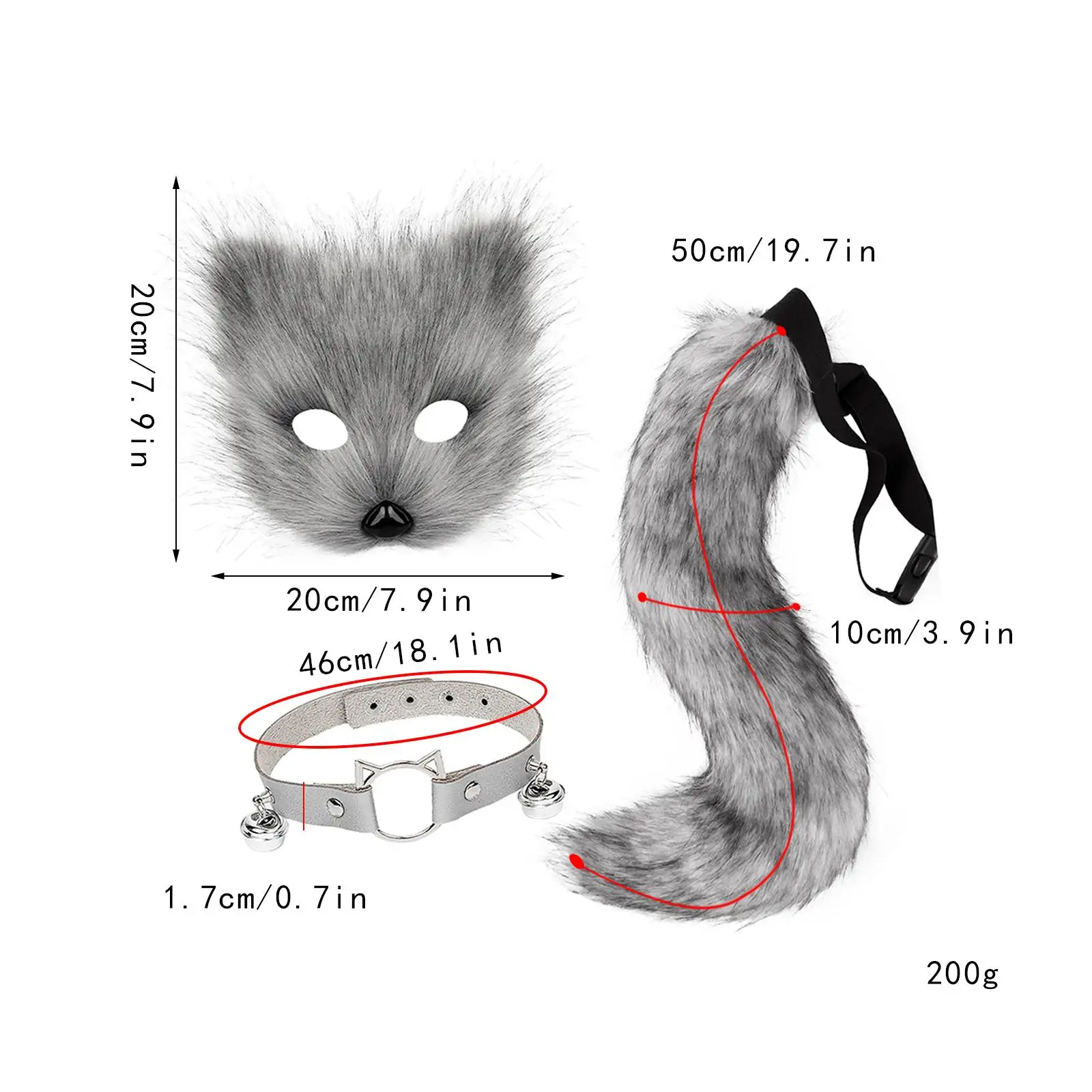 Therian-Masque et Queue de Chat en Fourrure, pour Festival, ixd'Halloween, Noël