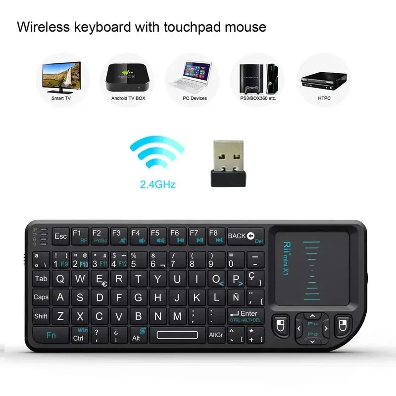 

Original Rii X1 2.4GHz Mini Wireless Keyboard English/RU/ES/FR Keyboards with TouchPad for Android TV Box/PC/Laptop