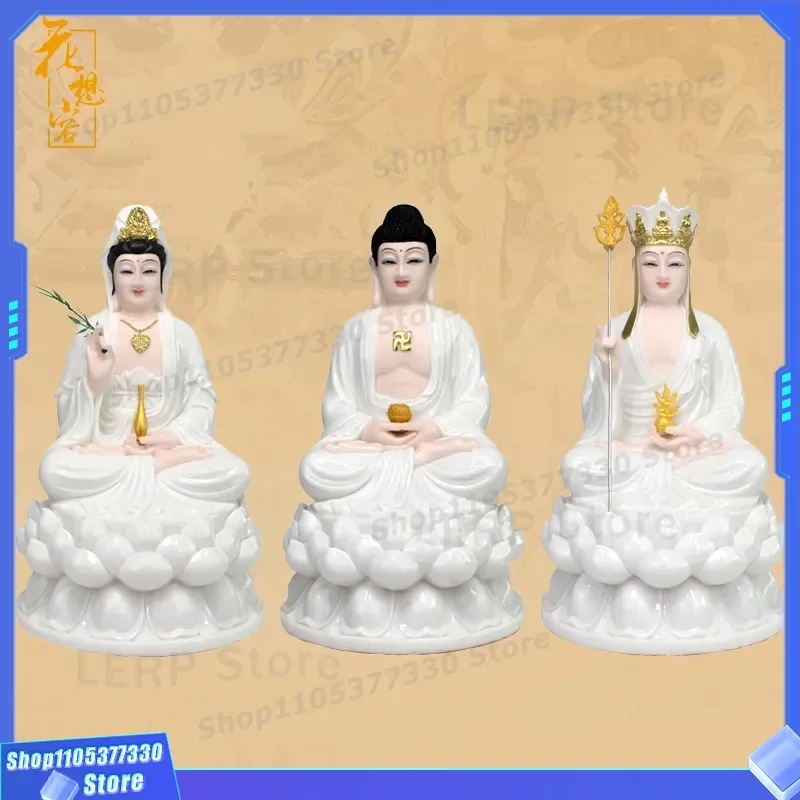 White Marble Resin Guanyin Bodhisattva Statue Religious Worship Home Decor Gizang King Buddha Figure Manufacturer Supply Art
