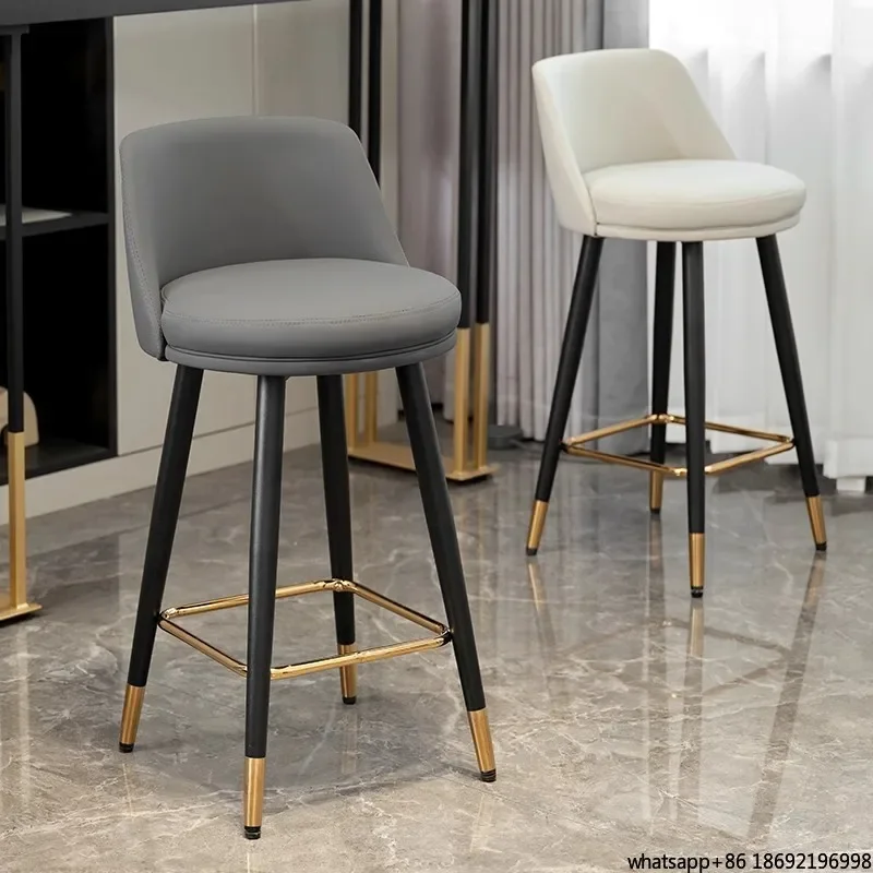 Modern minimalist luxury bar chair with backrest for household high stool rotation