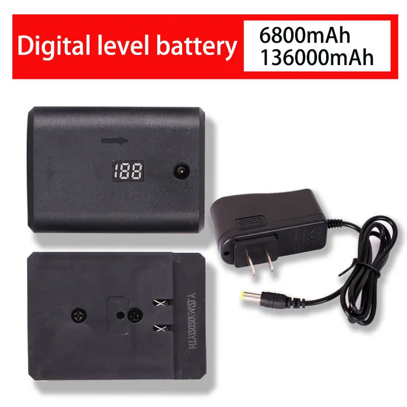 6800/13600mAh 3.7V New Chargeable High Power Battery for 360 Laser Level Building Tools for Levelling 3D 12 Line Powerful Green