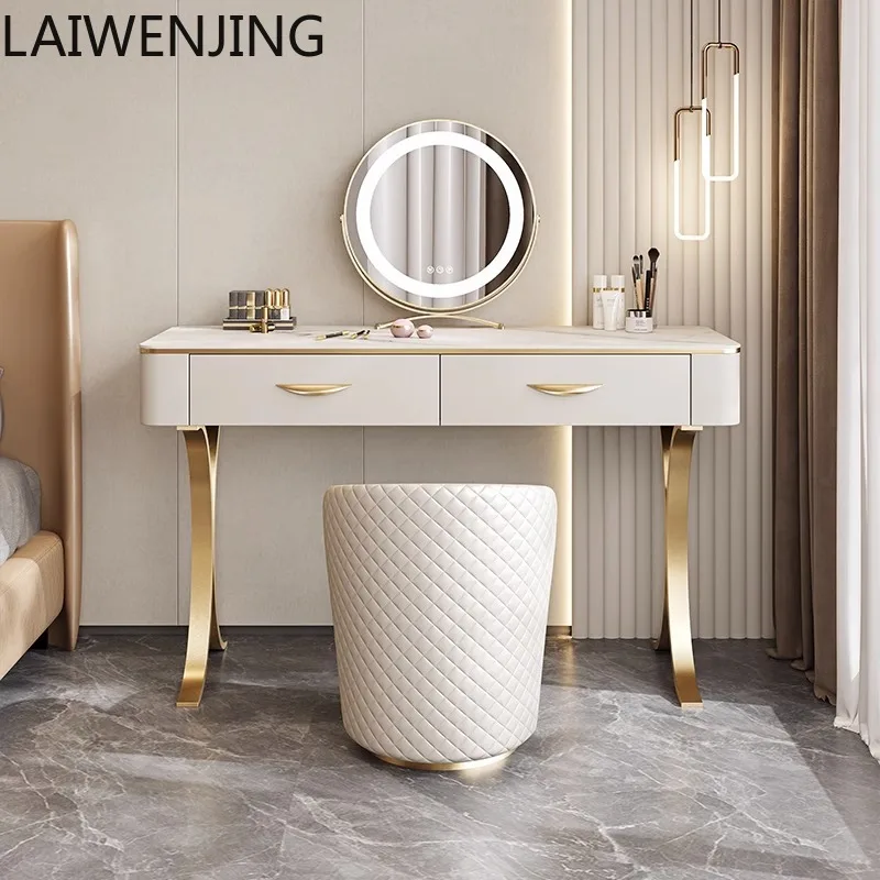 

HLZ light luxury rock slab solid wood dresser bedroom modern simple small apartment household makeup table