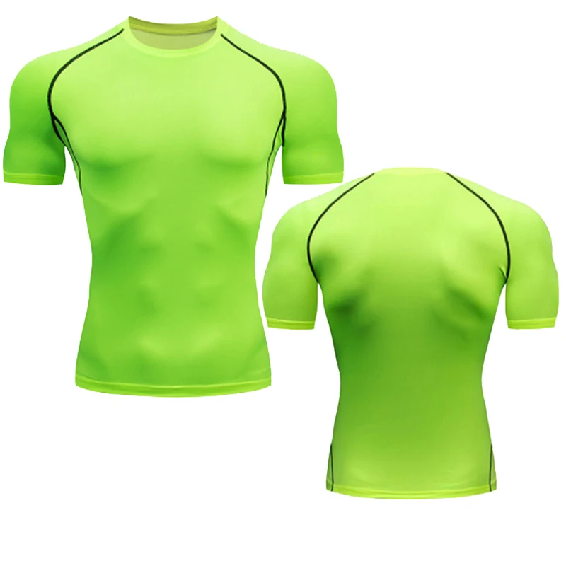Men's Running Compression T-Shirt Short Sleeve Sports Tee Gym Fitness Muscle Sport Shirt Jogging Wear High Quality Athletic Tops