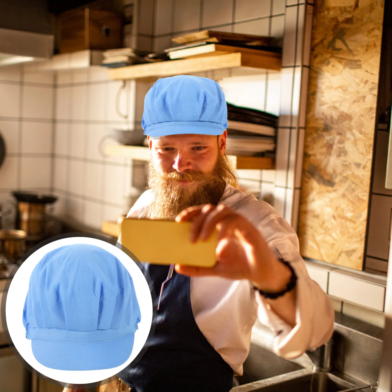 

Unisex Breathable Chef Cooking Hat Elastic Work Cap Adjustable Size Dust Hat Comfortable for Restaurant Use Work Cap