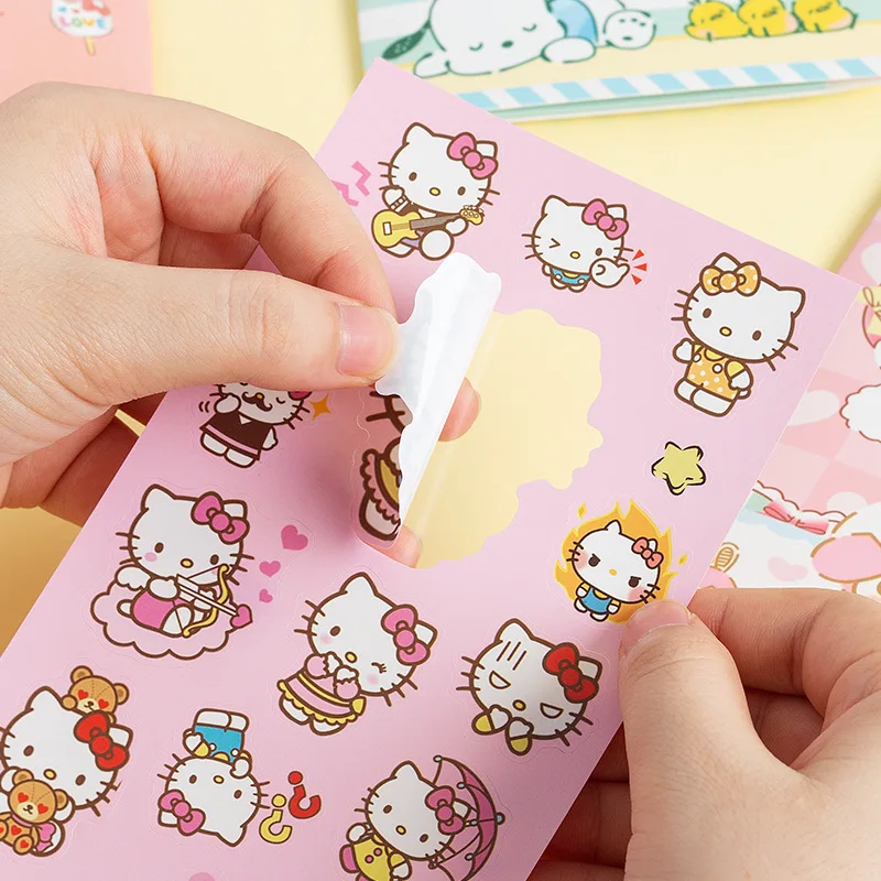 Sanrio Guka Hello Kitty Stickers Kulome Melody Cinnamoroll Hand Account Material Decoration DIY Sticker Toy Kawaii Birthday Gift