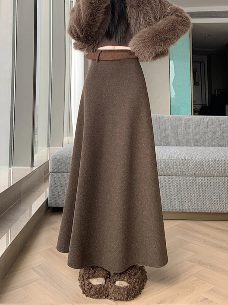 

Корейская юбка-трапеция с завышенной талией, новая осенне-зимняя свободная юбка-зонтик для женщин, юбка А-силуэта для офиса