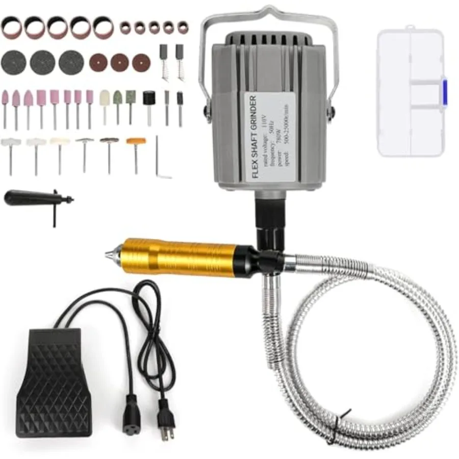 

Shaft Grinder 780W Rotary Tool 500-25000RPM Rotary Carver with 0.26" 3-Jaw Chuck and Stepless Speed Foot Pedal Hanging Grinding