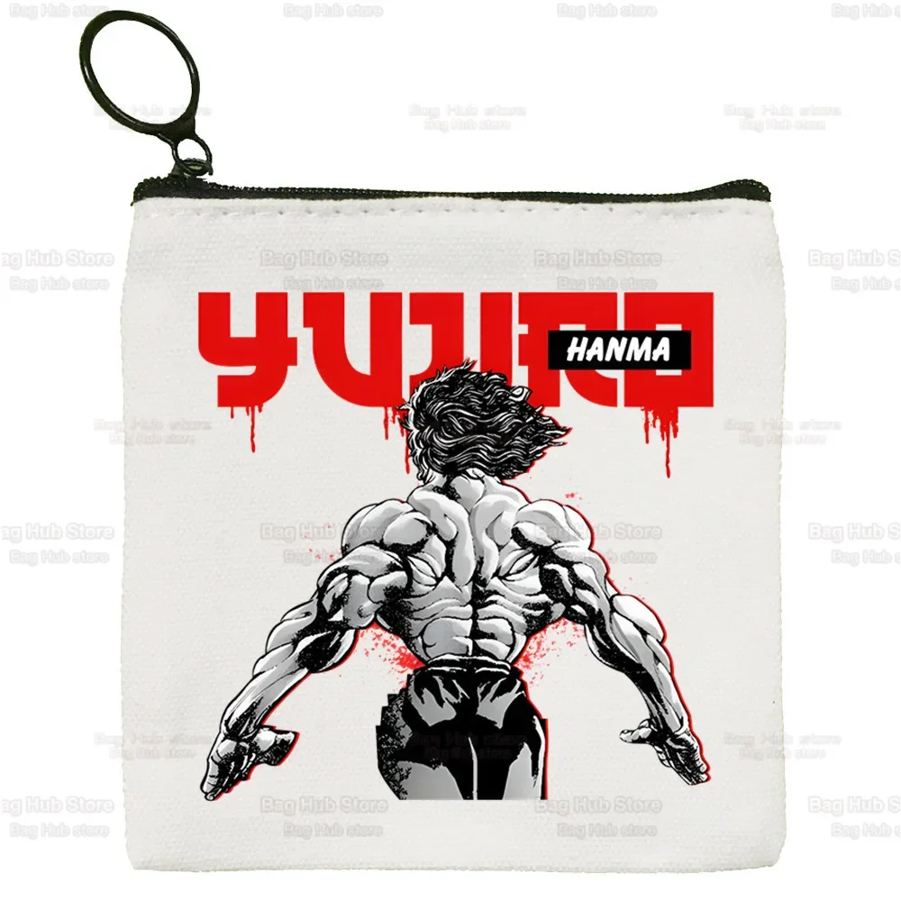 Porte-monnaie en toile solide, petit sac à clés à fermeture éclair, sac cadeau à main, document mignon, Hanma Yujirō Baki Kyokudai Taikai, le Grappler Baki