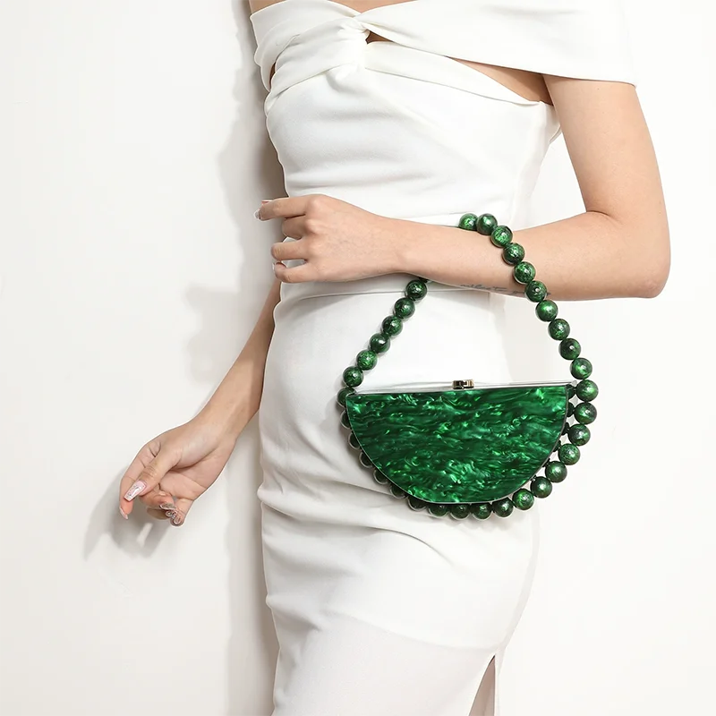 

Креативная женская вечерняя сумка, акриловая сумка-облако с бисером, блестящий клатч из бисера, новая красочная полукруглая сумка через плечо