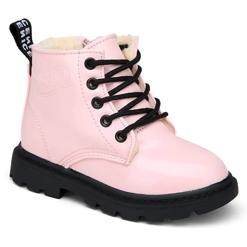 Bottes de neige imperméables en cuir PU pour enfants, chaussures pour enfants, garçons et filles, taille 21-37, hiver, nouveau