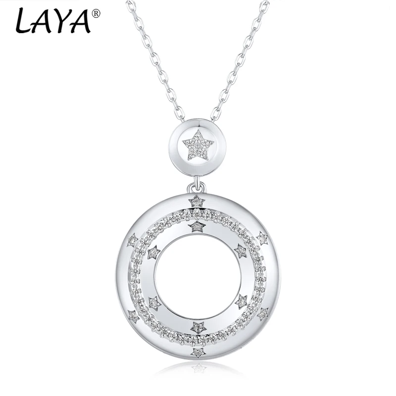 LAYA NEW Five Stars Necklace 925 Sterling Silver For Women Shining Zircon Circular Design Daily Wear Party Luxury Fine Jewelry