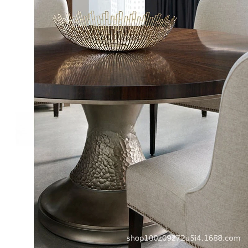 طاولة طعام مستديرة ما بعد الحداثة الأمريكية غرفة المعيشة الاسكندنافية طاولة طعام من الخشب الصلب شقة صغيرة 1 متر 3 هونج كونج لايت لوكس #3