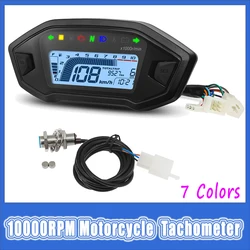 Universal10000RPM Motorcycle Digital Speedometer Tachometer Odometer Motor Dashboard 7 colors LED Display Instrumentation Panel