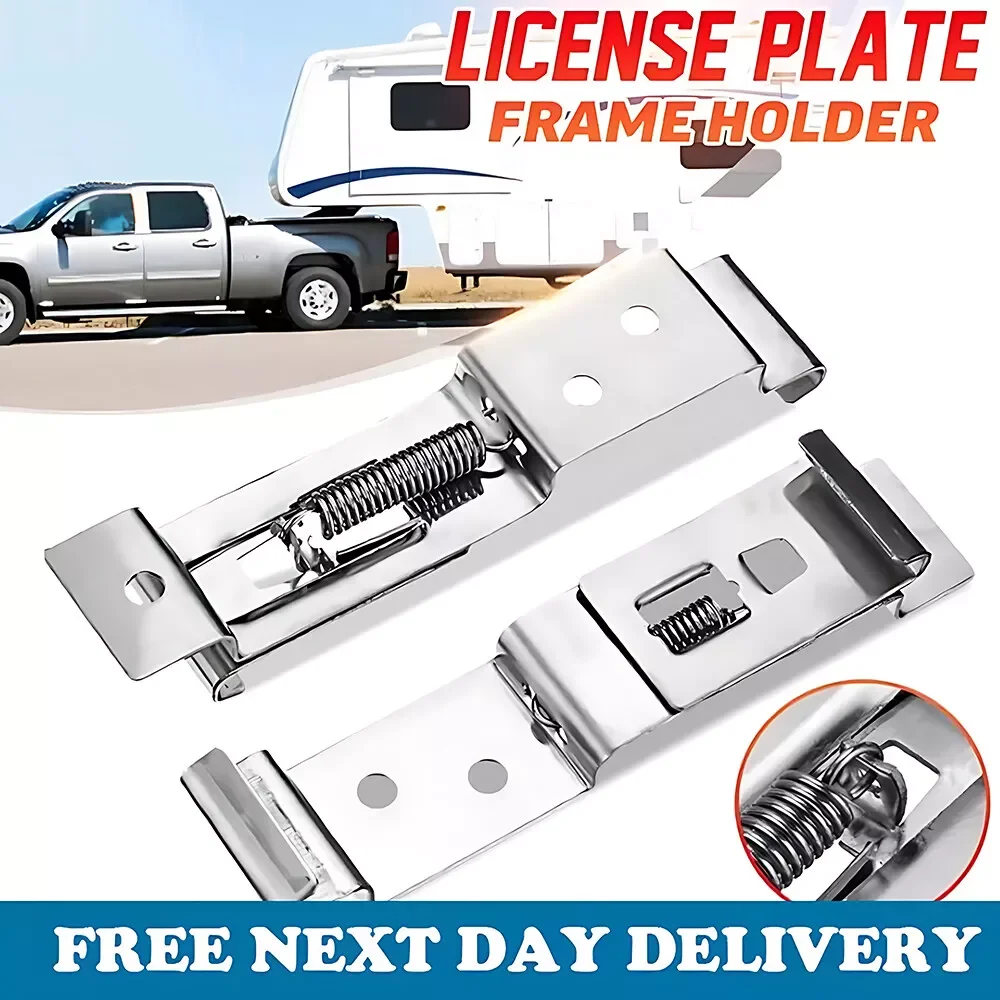 Car License Plate Holder Bracket Multifunctional Stainless Steel Bracket License Plate Clip Truck Trailer License Plate Holder