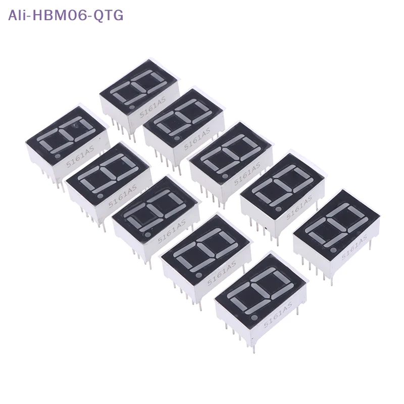 New 10Pcs Digital Tube Common AnodeCathode 0.56 Inch 10Pins 5161AS 5161BS 1 Bit Digit 7 Segment Red LED Digital Display Digitron