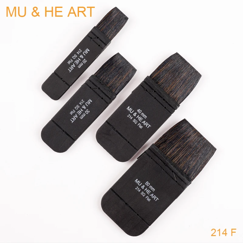 

Mini Short Watercolor Paint Artist Sketch Brush Squirrel Mixed Hair Flat Shape Black Wooden Handle Professional MU & HE ART 214F