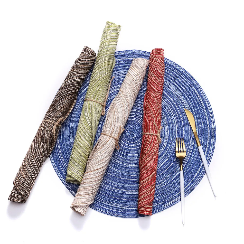 Napperon rond en coton, napperons de Table pour cuisine, salle à manger, tissé vert, antidérapant, en coton thermique, tapis résistant, décor de Table