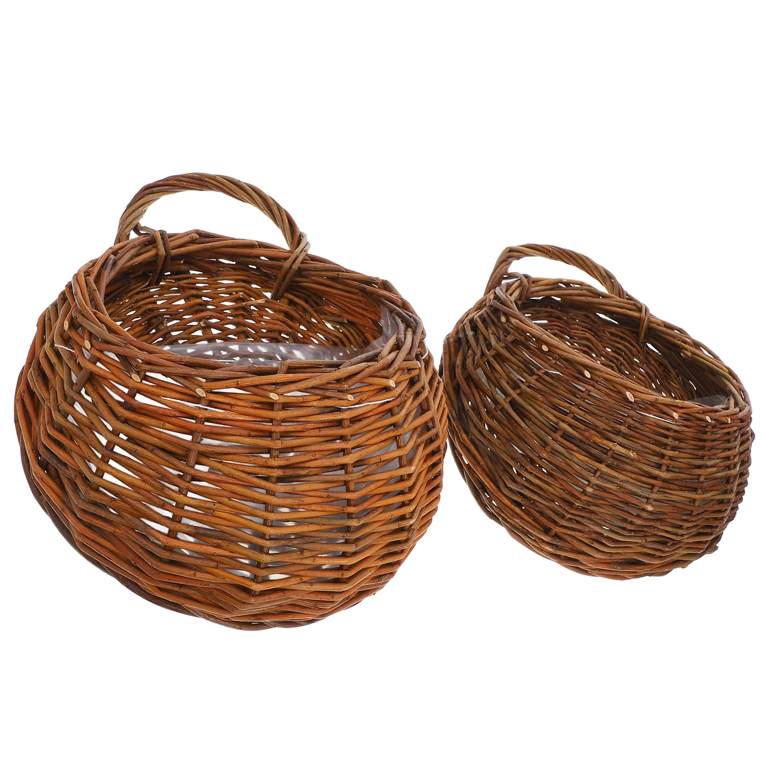 

2 шт. 31x27x12 см, 25x20x8.5 см, плетеные настенные кашпо из ротанга для цветов, подвесные садовые горшки для декора дома и офиса, плетеные контейнеры для растений