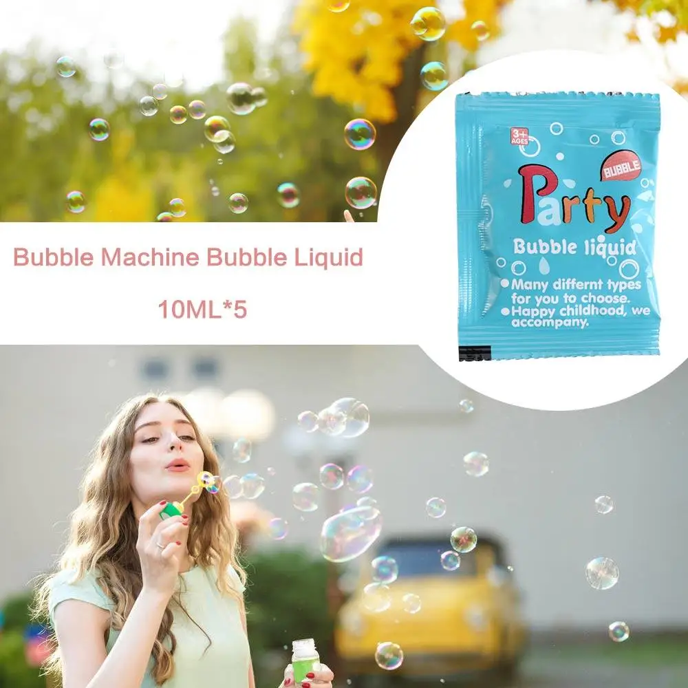 5PCS 10ML Soap Water Bubble Machine Parts Just Add Water Concentrate Bubble Liquid Refill Solution Liquid Soap