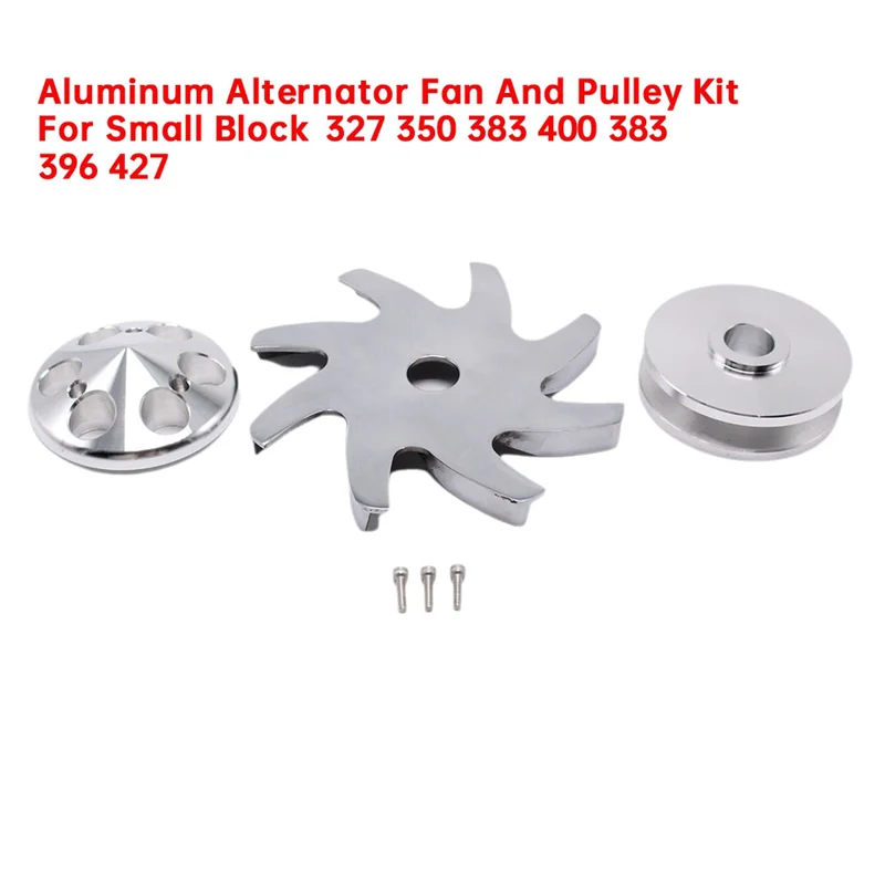 

Reliable Car Billet Aluminum Alternator Fan Pulley For Chevy Small Block 327 350 383 400 383 396 427 Generator Pulley + Impeller