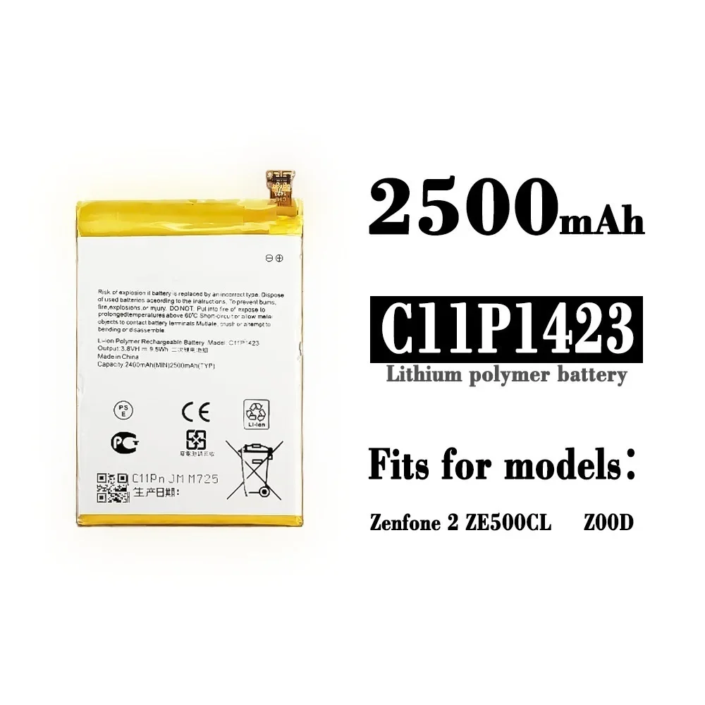 C11P1423 2500mAh  Battery For ASUS ZenFone 2 ZE500CL Z00D High Quality Replacement Rechargeable Mobile Phone Batteries