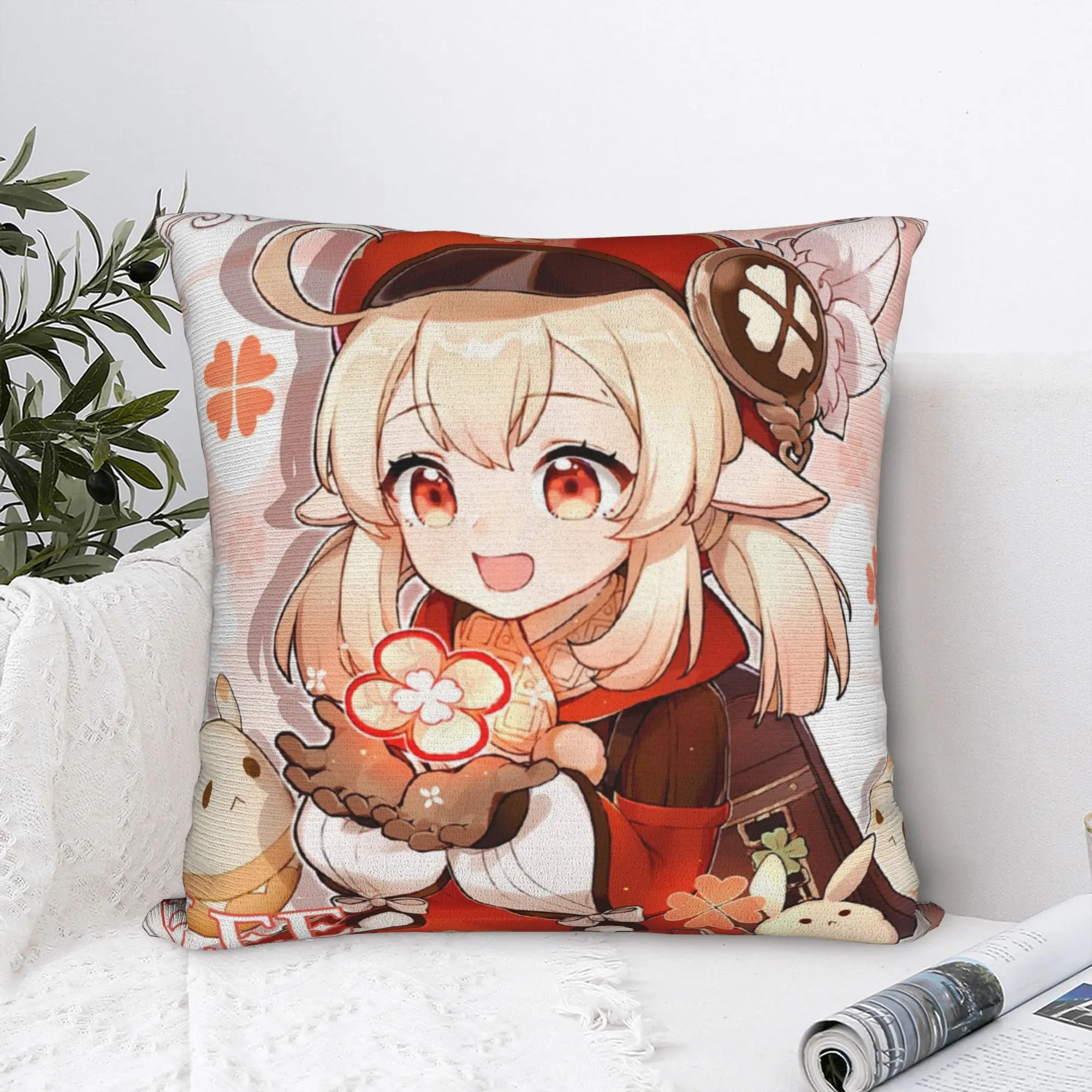 Genshin Impact Klee Birthday Pillowcase  Printing Polyester Cushion Cover Gift  Throw Pillow Case Cover Home Zippered 45X45cm