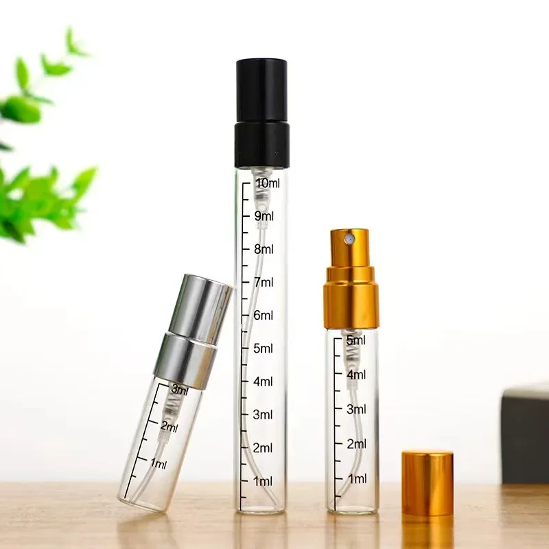 100個入り-2ml-3ml-5ml-10ml-アルミ製ミニ香水スプレーボトル-目盛り付きサンプル詰め替えボトル