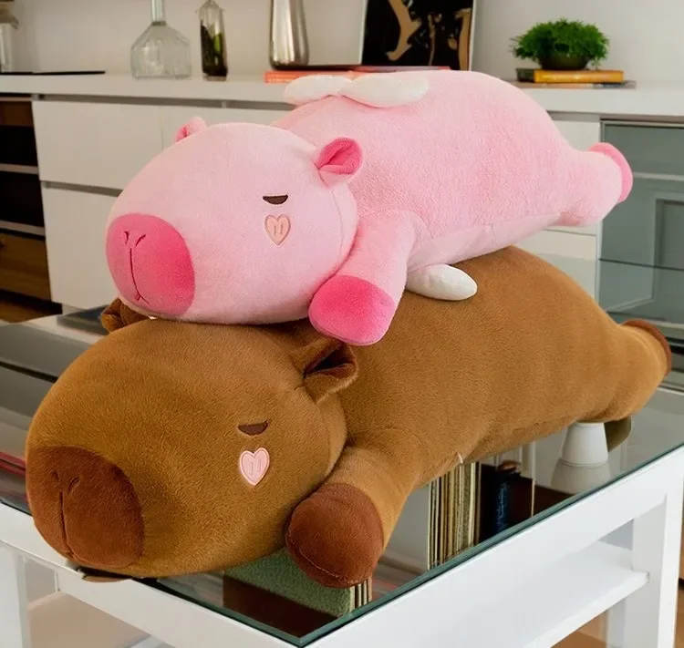 90cm Kawaii Capybara Plush Doll Floor Mat High Quality Animal Capybara Plush Long Pillow Carpet Home Deco Kid Birthday Xmas Gift