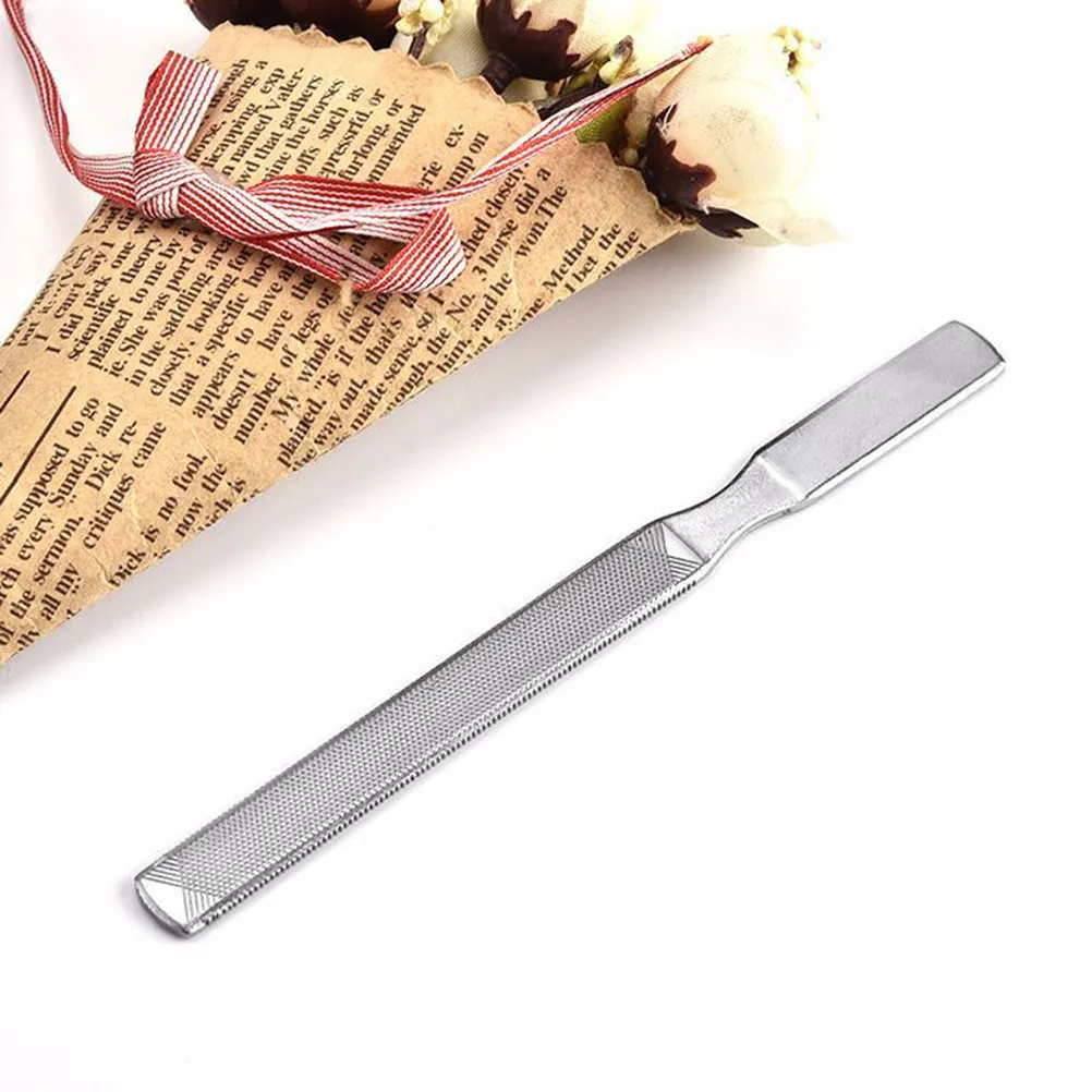 6Pcs High Quality Stainless Steel Nail File Buffer Manicure Pedicure Tool Ergonomic Long Handle for Nail Smoothing Sanding