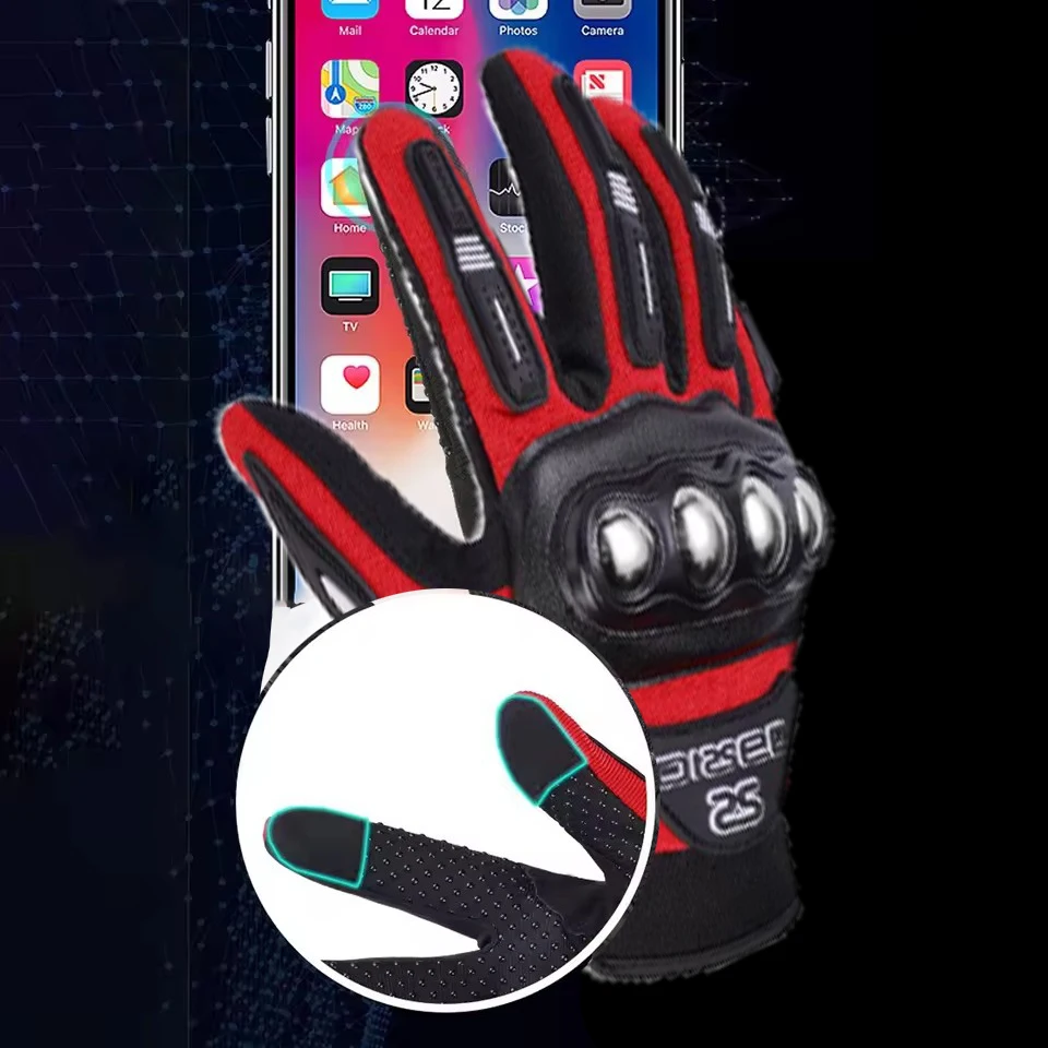 

Летние дышащие мотоциклетные перчатки с сенсорным экраном, противоскользящие, со стальной защитой суставов для мотокросса, BMX, квадроцикла, гонок и езды на велосипеде